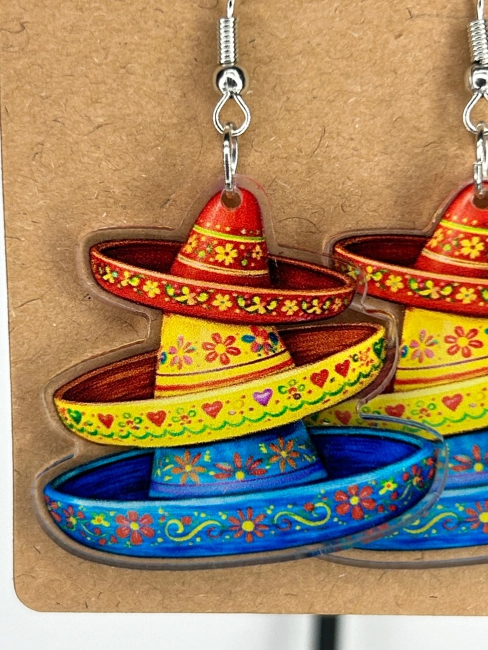 Colorful Sombrero Drop Earrings cinco de Mayo Fashion Jewelry - Picture 2 of 4